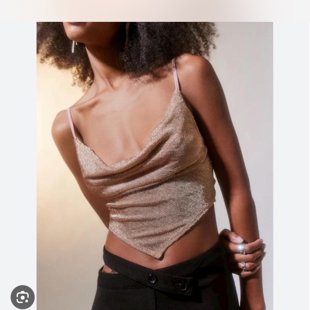 Urban Outfitters Gold Asymmetrical Fitted Camisole